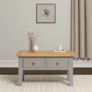 300-301-089 WINDSOR 2 DRAWER COFFEE TABLE - PEBBLE GREY/OAK