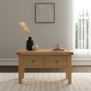 300-301-088 WINDSOR 2 DRAWER COFFEE TABLE - NATURAL OAK