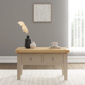 300-301-100 WINDSOR 2 DRAWER COFFEE TABLE - PUTTY/OAK