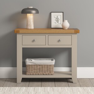 300-304-044 WINDSOR 2 DRAWER CONSOLE TABLE - PUTTY/OAK