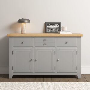 400-405-050 WINDSOR 3 DOOR 3 DRAWER SIDEBOARD - PEBBLE GREY/OAK