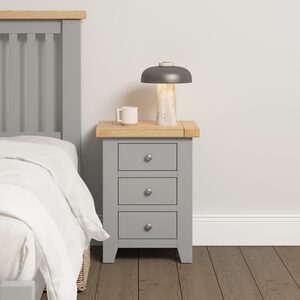 100-103-117 WINDSOR 3 DRAWER BEDSIDE - PEBBLE GREY/OAK