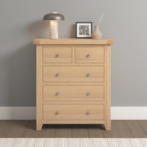 100-102-221 WINDSOR 3+2 DRAWER CHEST - NATURAL OAK