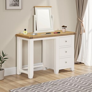 100-105-028 WINDSOR 3 DRAWER DRESSING TABLE - IVORY/OAK