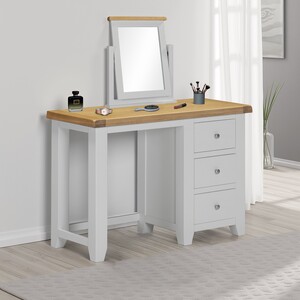 100-105-027 WINDSOR 3 DRAWER DRESSING TABLE - PEBBLE GREY/OAK
