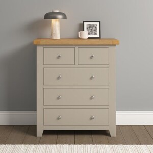 100-102-260 WINDSOR 3+2 DRAWER CHEST - PUTTY/OAK