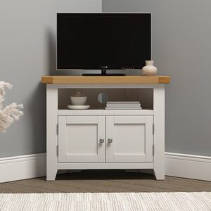 300-305-060 WINDSOR CORNER TV UNIT - IVORY/OAK