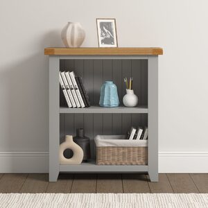 300-306-053 WINDSOR LOW BOOKCASE - PEBBLE GREY/OAK