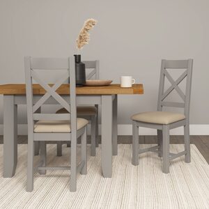 400-403-076 WINDSOR EXTENDING DINING TABLE - PEBBLE GREY/OAK
