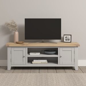 300-305-068 WINDSOR STRAIGHT TV UNIT - PEBBLE GREY/OAT FABRIC