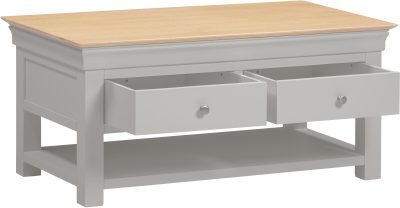 300-301-091 2 Drawer Coffee Table - Pebble Grey/Oak