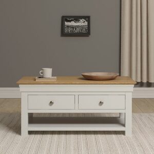 300-301-092 2 Drawer Coffee Table - Ivory/Oak