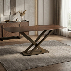 17543 Walnut 180cm Sintered Stone Dinning Table