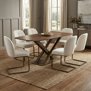 17665 Walnut 180cm Sintered Stone Dinning Set