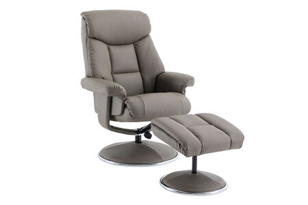 Swivel Recliner & Footsool - Plush Faux Leather