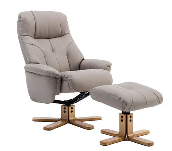 Swivel Recliner & Footsool - Plush Faux Leather
