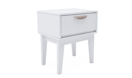 Lun-410-WH Bedside Table - 1 Drawer - White