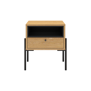 Mrd-410-OK Bedside Table 1 Drawer - Oak and Black