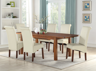 12888 120cm Dining Set (with Cream Sophie Dining Chair KD) (4 Chairs)