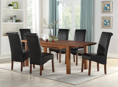 12887 120cm Extension Dining Set (with 4 Sophie Black Chairs Chairs KD)