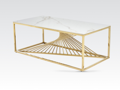 14885 Coffee Table Sintered Stone and Gold