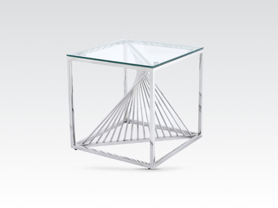 14878 End Table Glass and Stainless Steel