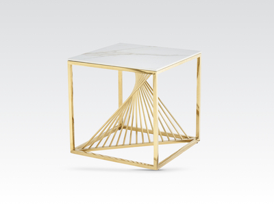 14884 End Table Sintered Stone and Gold