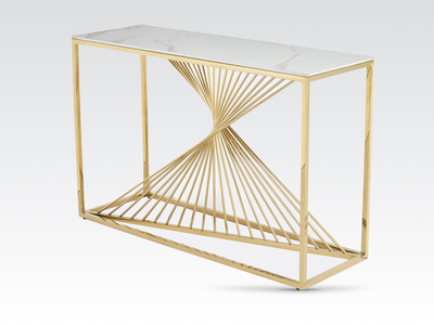 14883 Console Table Sintered Stone and Gold