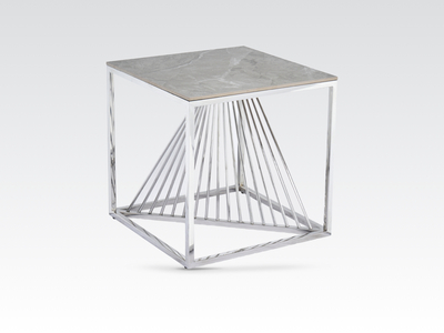 14881 End Table Sintered Stone and Stainless Steel