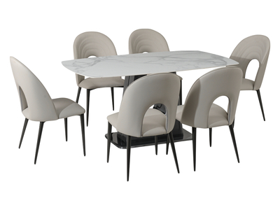 15883 1.6m Dining Set (Light Grey Chairs) KD