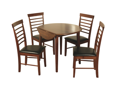 8686 Round Dropleaf Dining Set Dark (4 chairs) KD