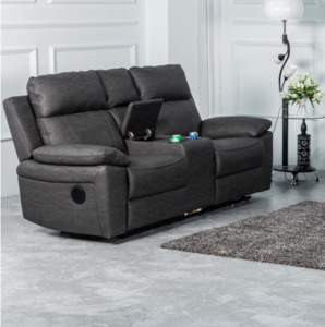 15337 2 Seater with Console Dark Grey