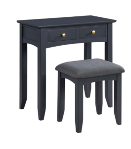 15086 Dressing Table & Stool Off Black