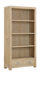 15107 Oak High Bookcase With 2 Drawer