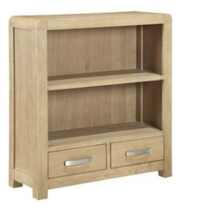 15108 Oak Low Bookcase With 2 Drawer