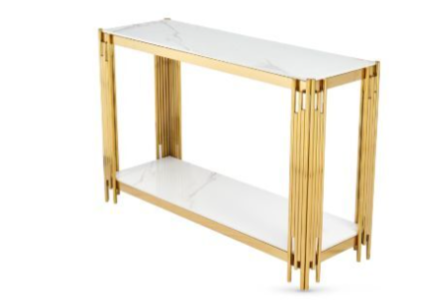 14894 Console Table Sintered Stone and Gold