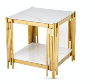 14893 End Table Sintered Stone and Gold
