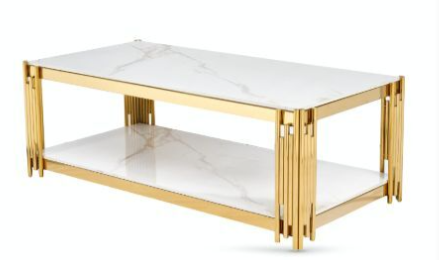 14892 Coffee Table Sintered Stone and Gold