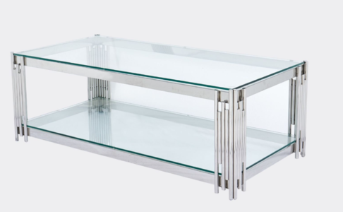 14886 Coffee Table Glass and Stainless Steel