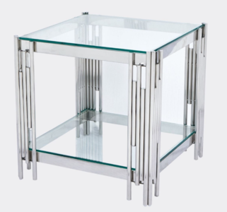 14887 End Table Glass and Stainless Steel
