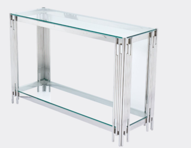 14888 Console Table Glass and Stainless Steel
