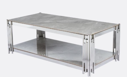 14889 Coffee Table Sintered Stone and Stainless Steel