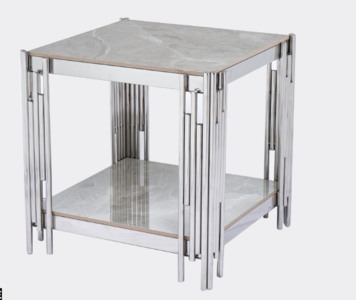 14890 End Table Sintered Stone and Stainless Steel