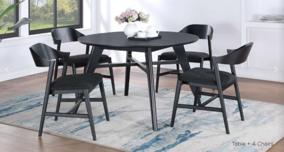 16051 120cm Round Dining Set (Black)
