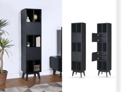 15433 Large Single Bookcase (Black)