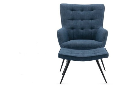 15858 Accent Chair & Stool Denim Blue
