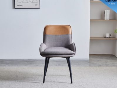 15962 Redmond Dining Chair Light Grey/ Tan Low Arm