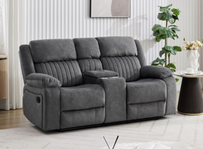 16458 2 Seater Recliner With Console Slate Grey