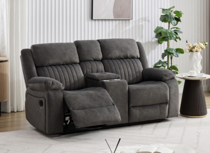 16565 2 Seater Recliner With Console Iron