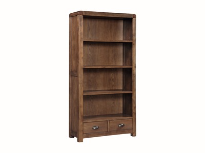 16500 Dark Oak High Bookcase With 2 Drawer